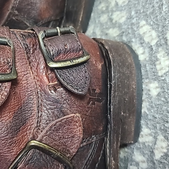 Frye distressed leather belted riding boots - Picture 6 of 13